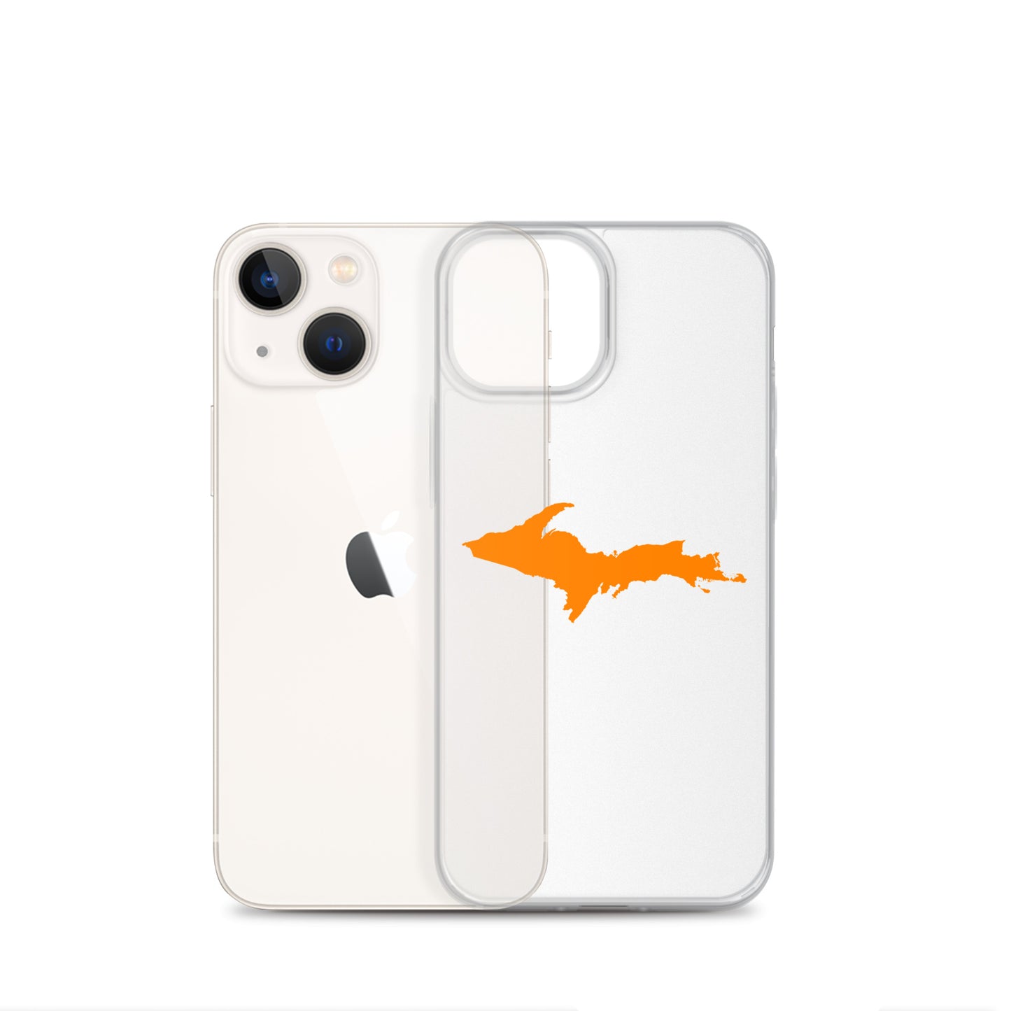 Michigan Upper Peninsula Clear iPhone Case (w/ Orange UP Outline)