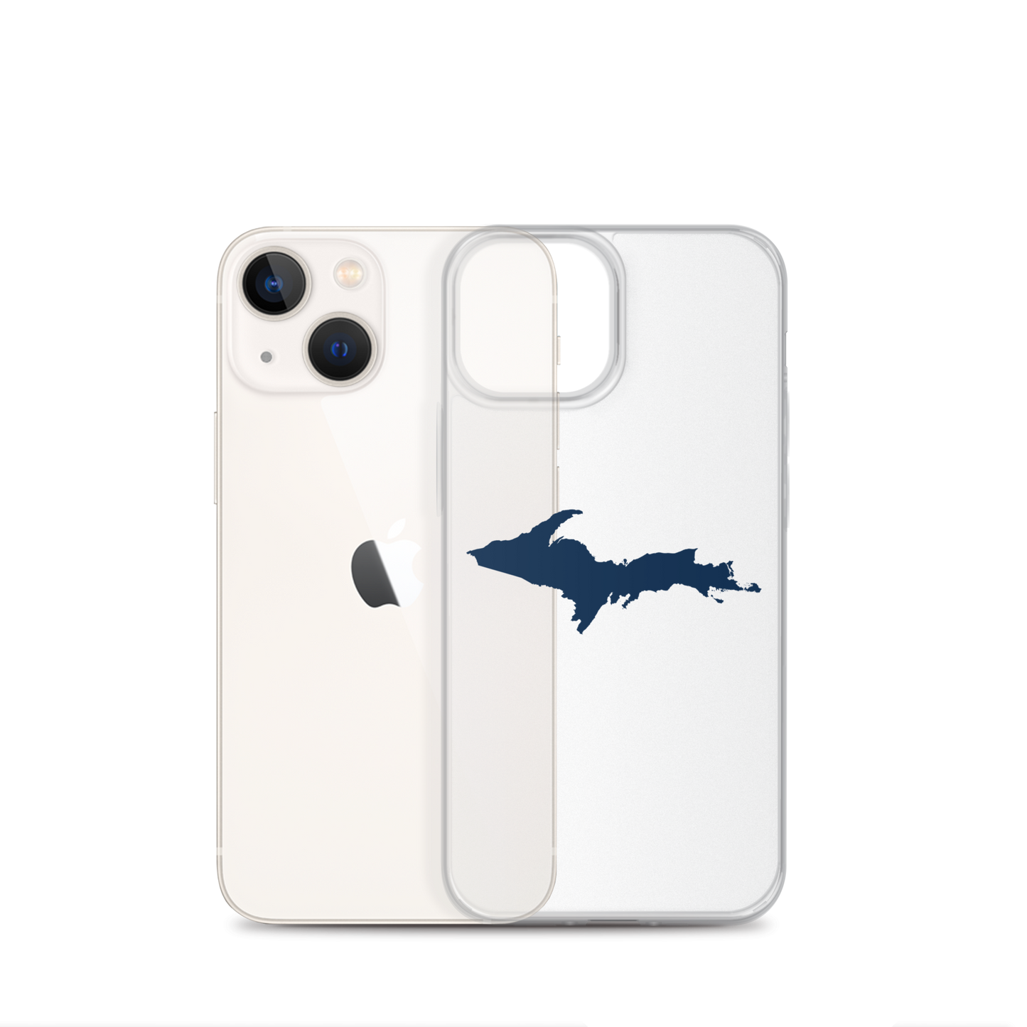 Michigan Upper Peninsula Clear iPhone Case (w/ Navy UP Outline)