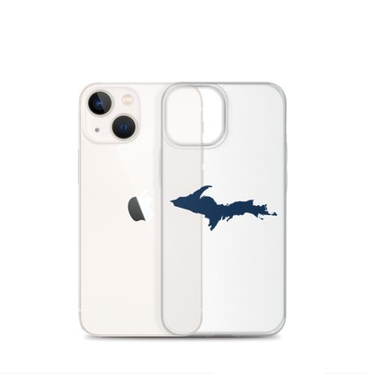 Michigan Upper Peninsula Clear iPhone Case (w/ Navy UP Outline)