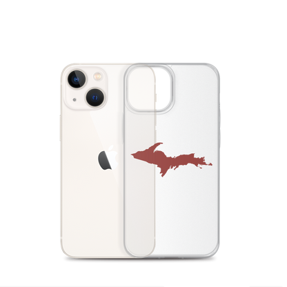 Michigan Upper Peninsula Clear iPhone Case (w/ Ore Dock Red UP Outline)