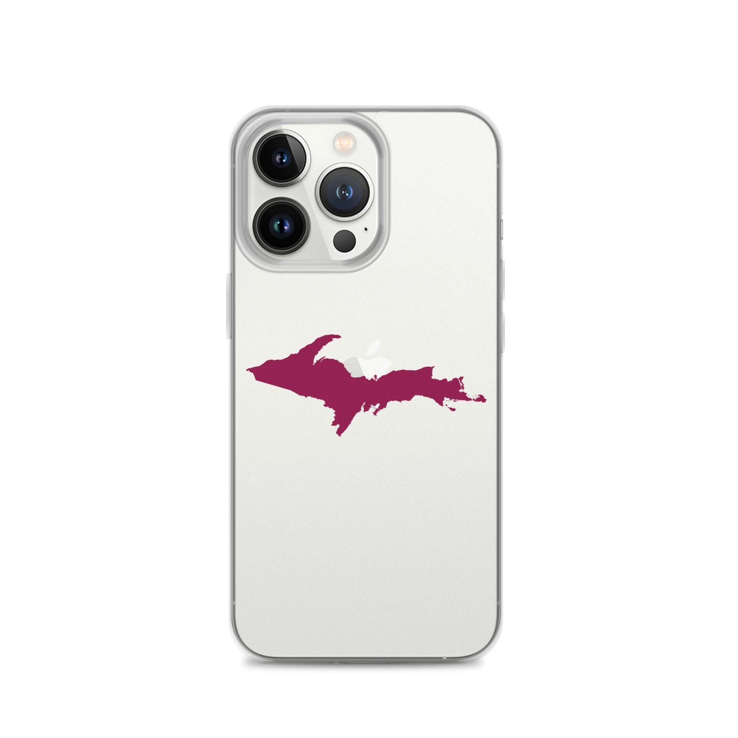 Michigan Upper Peninsula Clear iPhone Case (w/ Ruby Red UP Outline)