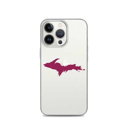 Michigan Upper Peninsula Clear iPhone Case (w/ Ruby Red UP Outline)