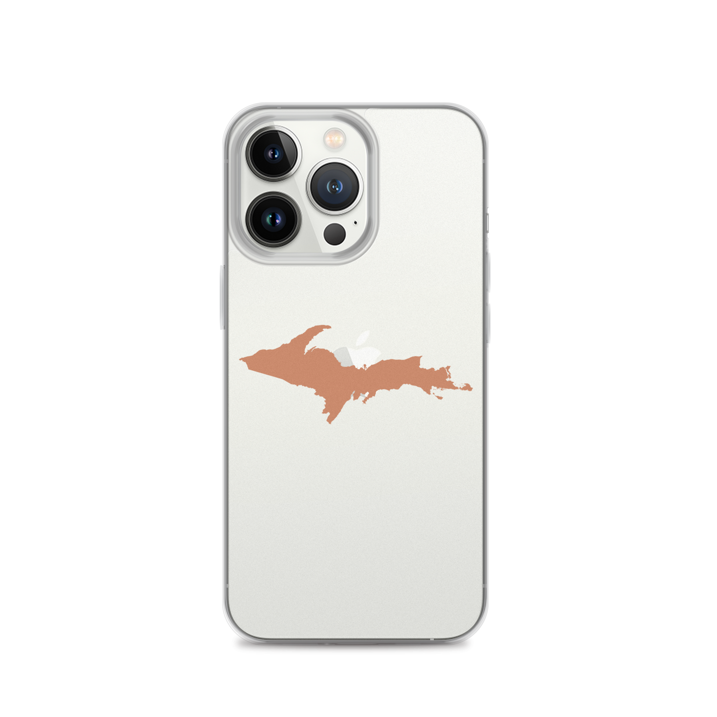 Michigan Upper Peninsula Clear iPhone Case (w/ Copper Color UP Outline)