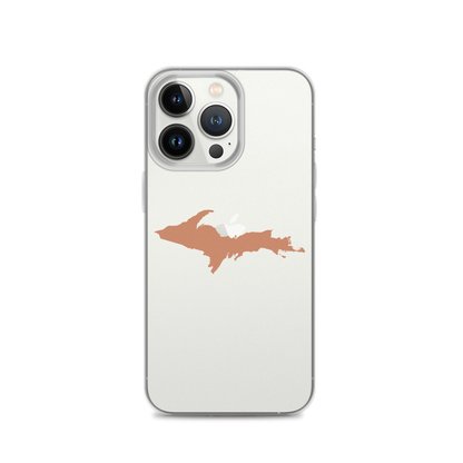 Michigan Upper Peninsula Clear iPhone Case (w/ Copper Color UP Outline)