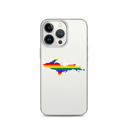 Michigan Upper Peninsula Clear iPhone Case (w/ UP Pride Flag Outline)