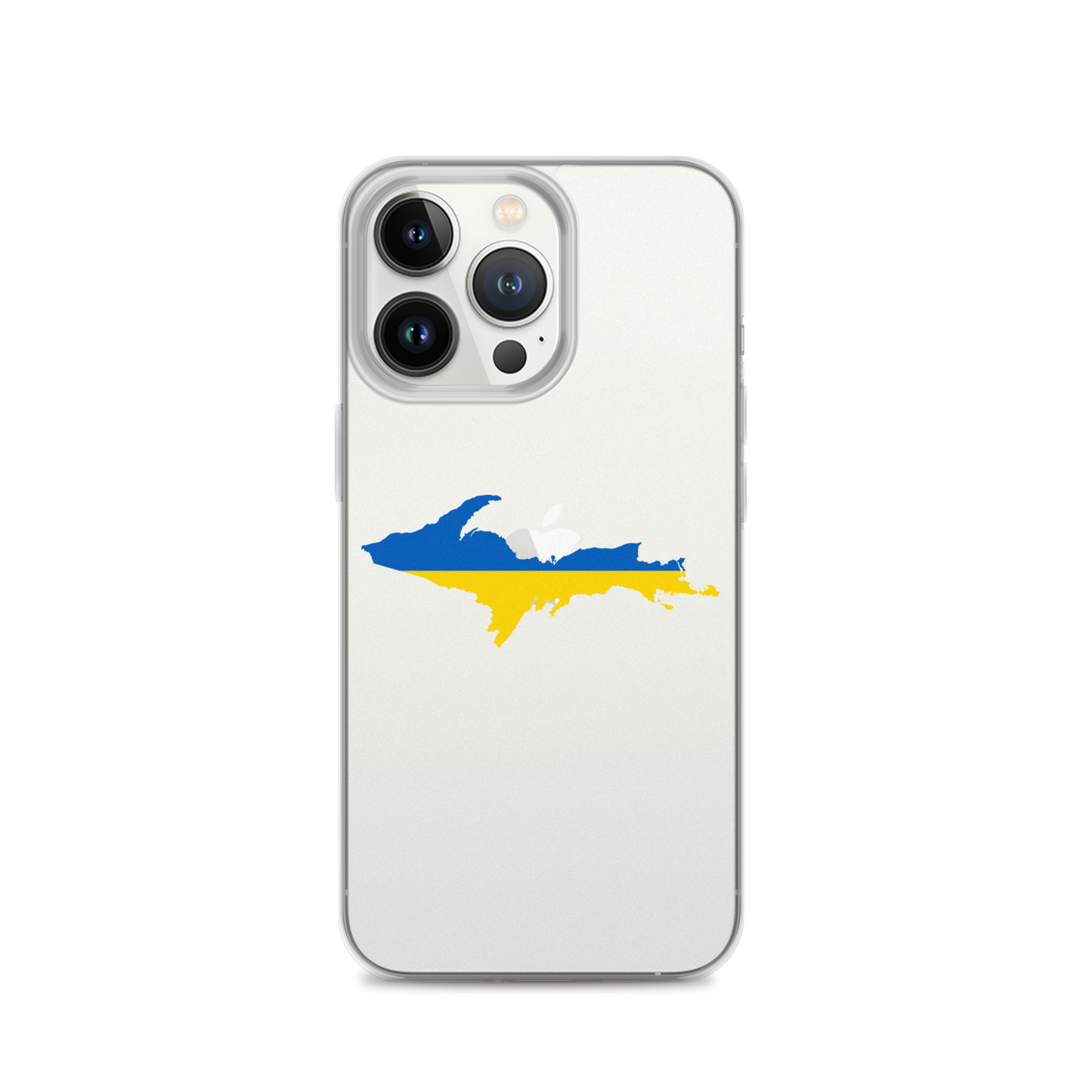 Michigan Upper Peninsula Clear iPhone Case (w/ UP Ukraine Flag Outline)