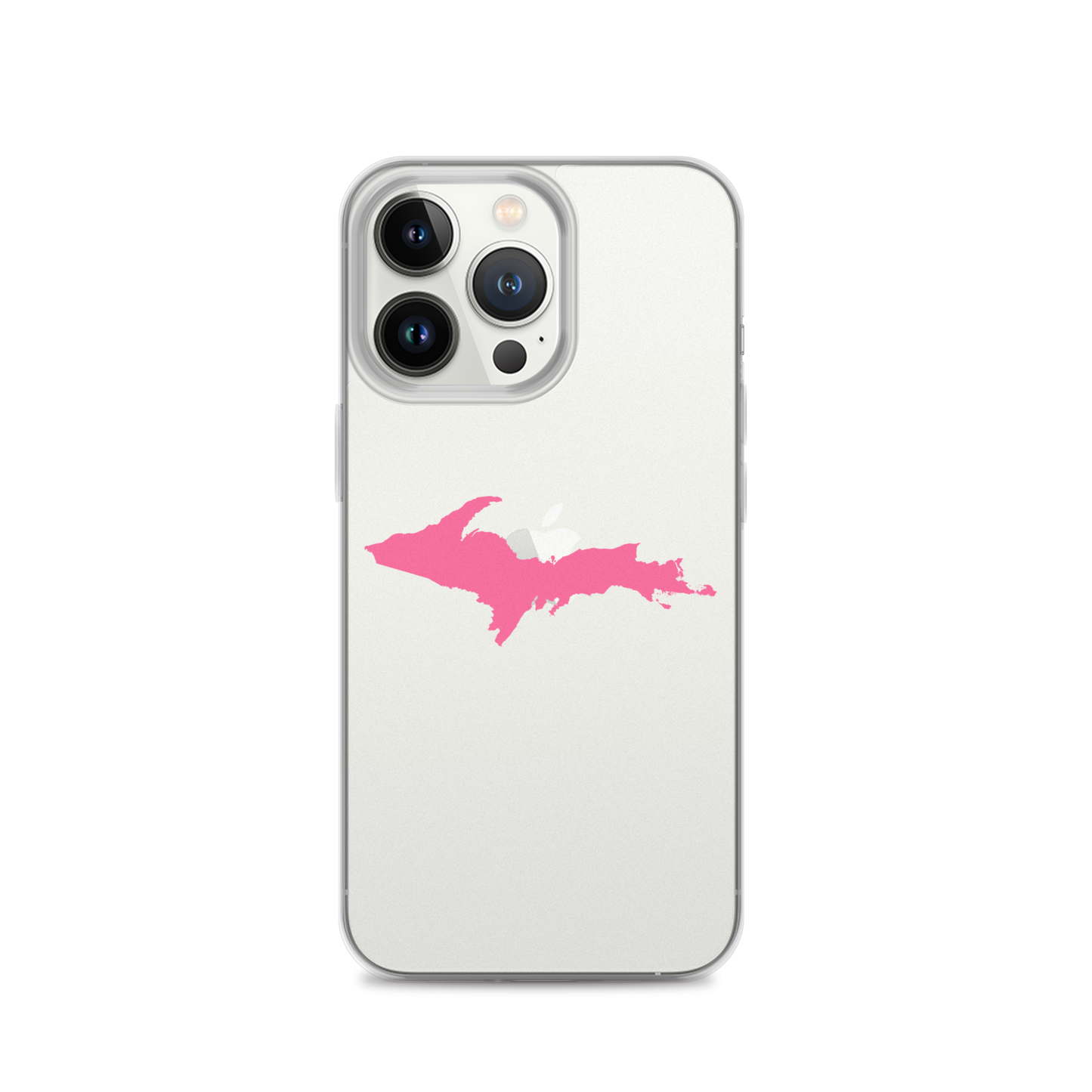 Michigan Upper Peninsula Clear iPhone Case (w/ Pink UP Outline)