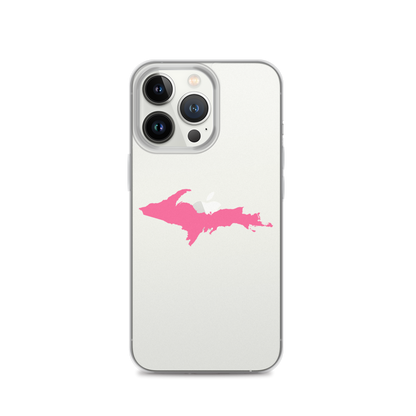 Michigan Upper Peninsula Clear iPhone Case (w/ Pink UP Outline)