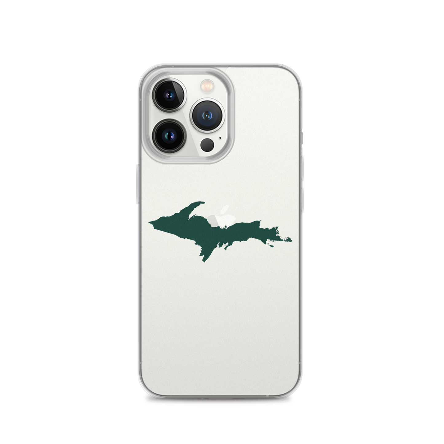 Michigan Upper Peninsula Clear iPhone Case (w/ Green UP Outline)