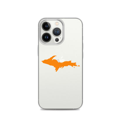 Michigan Upper Peninsula Clear iPhone Case (w/ Orange UP Outline)