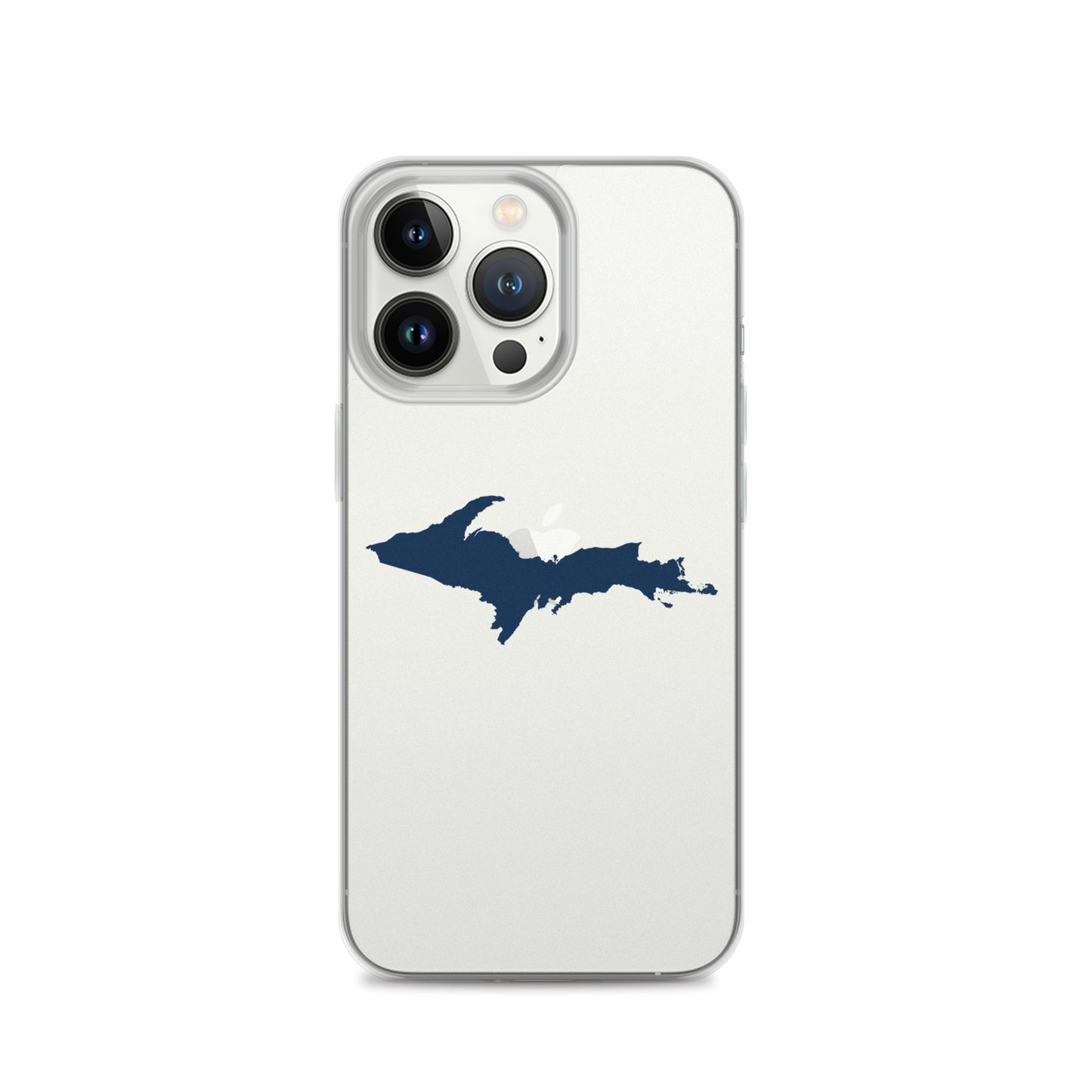 Michigan Upper Peninsula Clear iPhone Case (w/ Navy UP Outline)