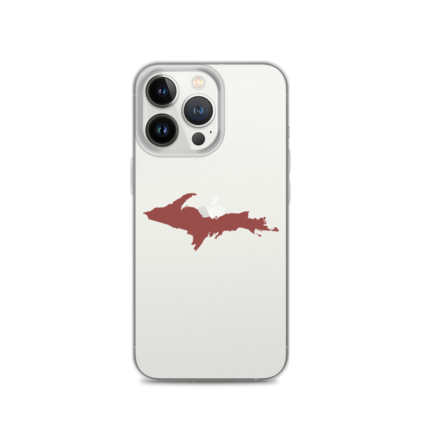 Michigan Upper Peninsula Clear iPhone Case (w/ Ore Dock Red UP Outline)