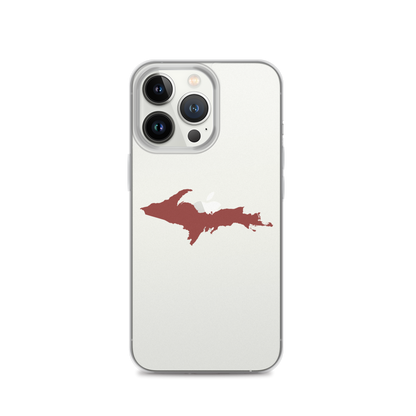 Michigan Upper Peninsula Clear iPhone Case (w/ Ore Dock Red UP Outline)