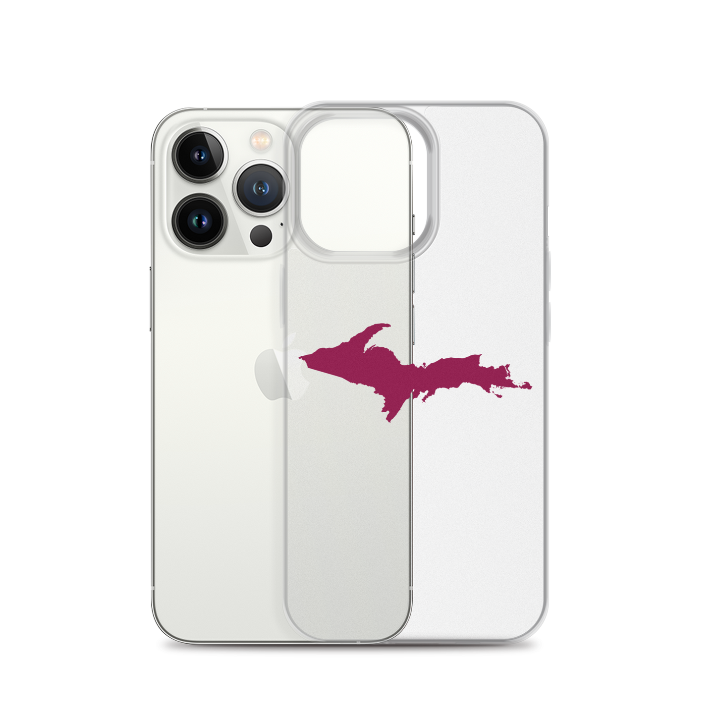 Michigan Upper Peninsula Clear iPhone Case (w/ Ruby Red UP Outline)