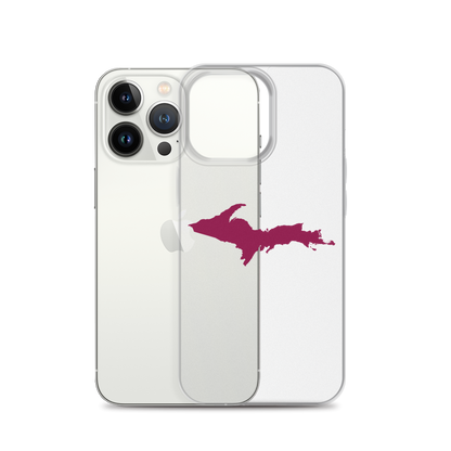 Michigan Upper Peninsula Clear iPhone Case (w/ Ruby Red UP Outline)