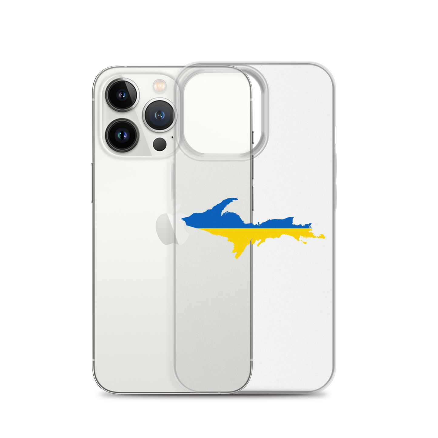 Michigan Upper Peninsula Clear iPhone Case (w/ UP Ukraine Flag Outline)