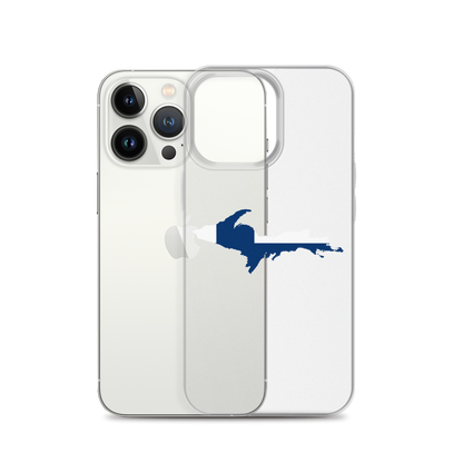 Michigan Upper Peninsula Clear iPhone Case (w/ UP Finland Flag Outline)