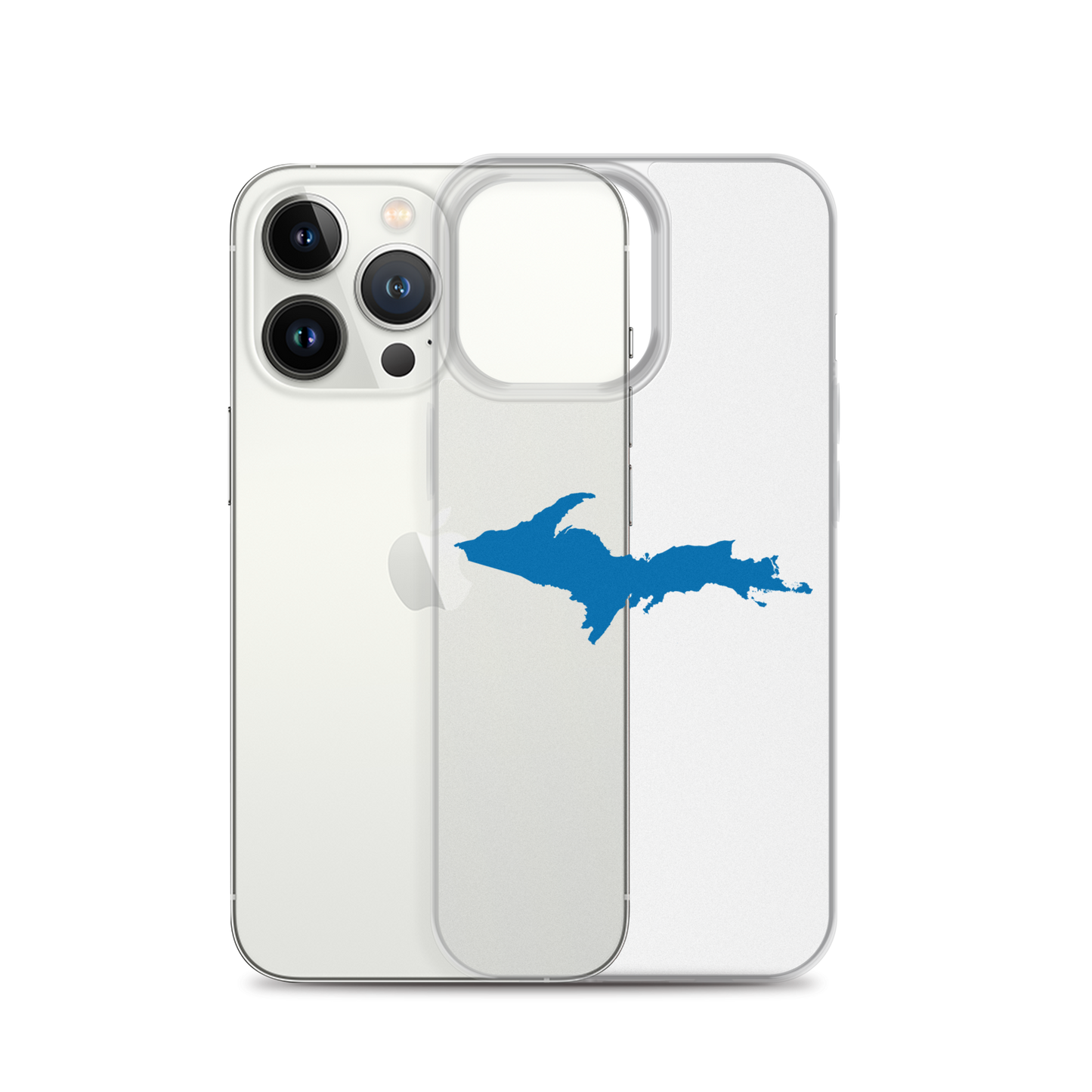 Michigan Upper Peninsula Clear iPhone Case (w/ Azure UP Outline)