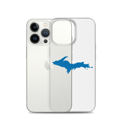 Michigan Upper Peninsula Clear iPhone Case (w/ Azure UP Outline)