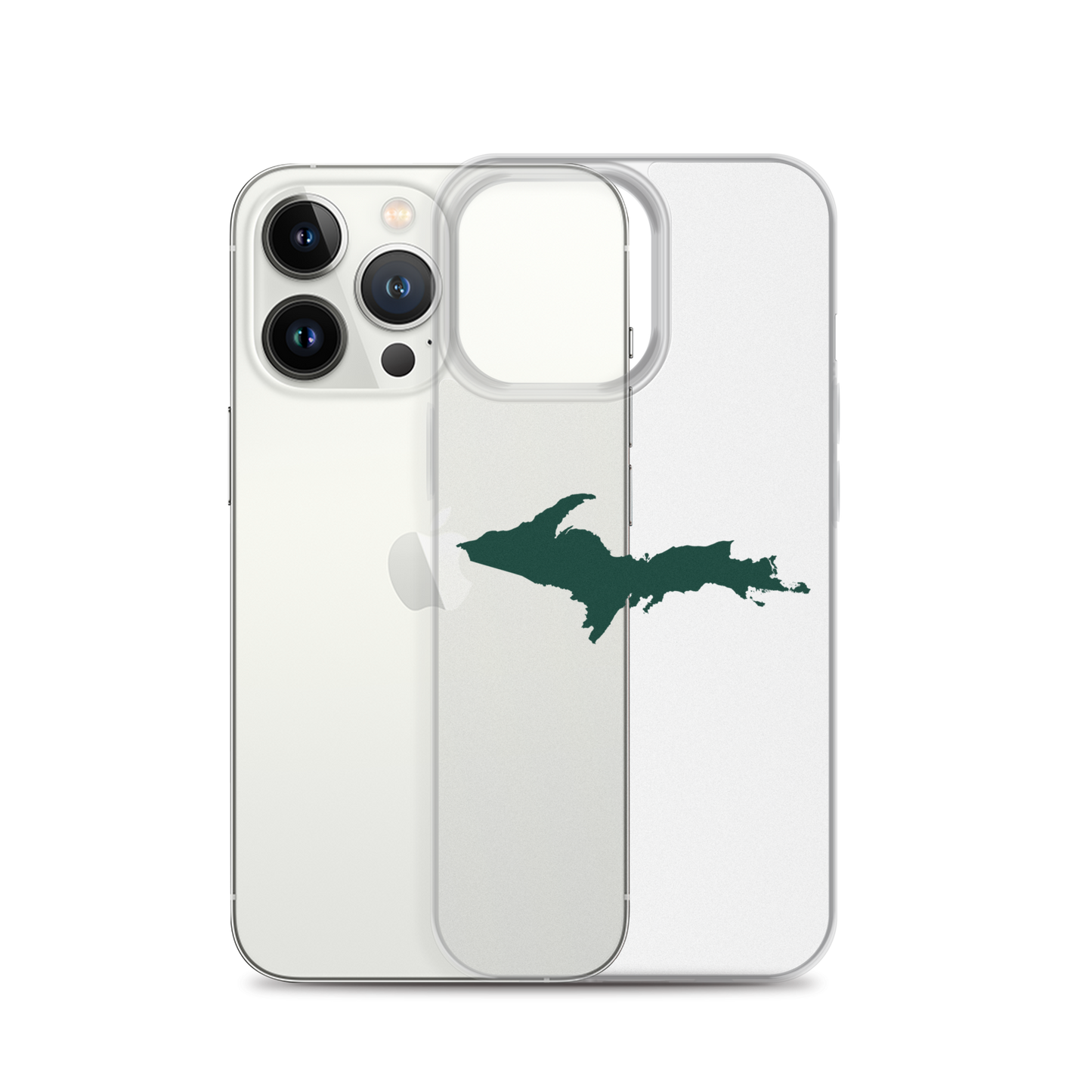 Michigan Upper Peninsula Clear iPhone Case (w/ Green UP Outline)