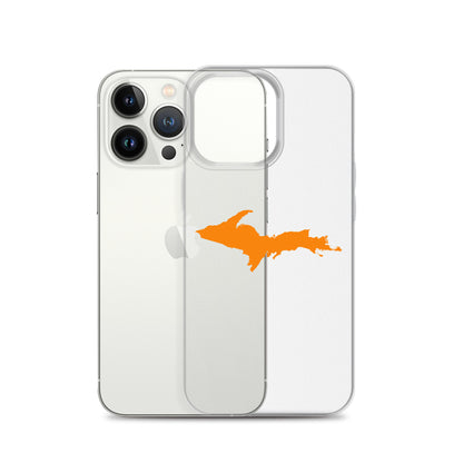 Michigan Upper Peninsula Clear iPhone Case (w/ Orange UP Outline)