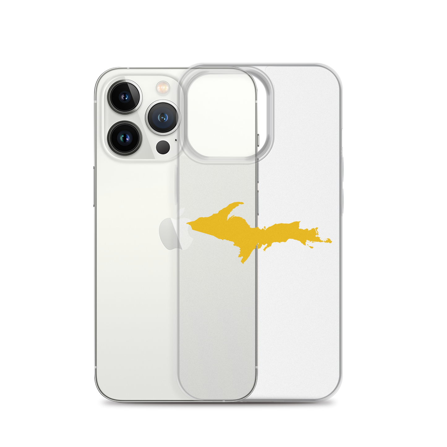 Michigan Upper Peninsula Clear iPhone Case (w/ Gold UP Outline)