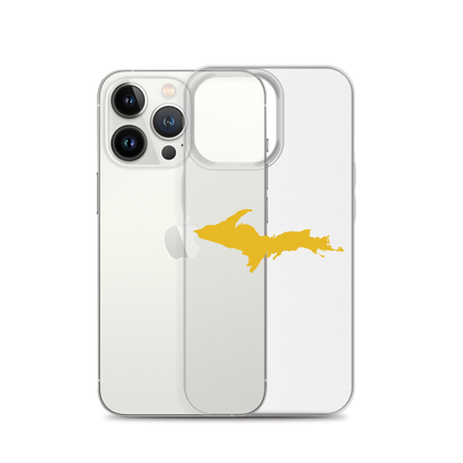 Michigan Upper Peninsula Clear iPhone Case (w/ Gold UP Outline)