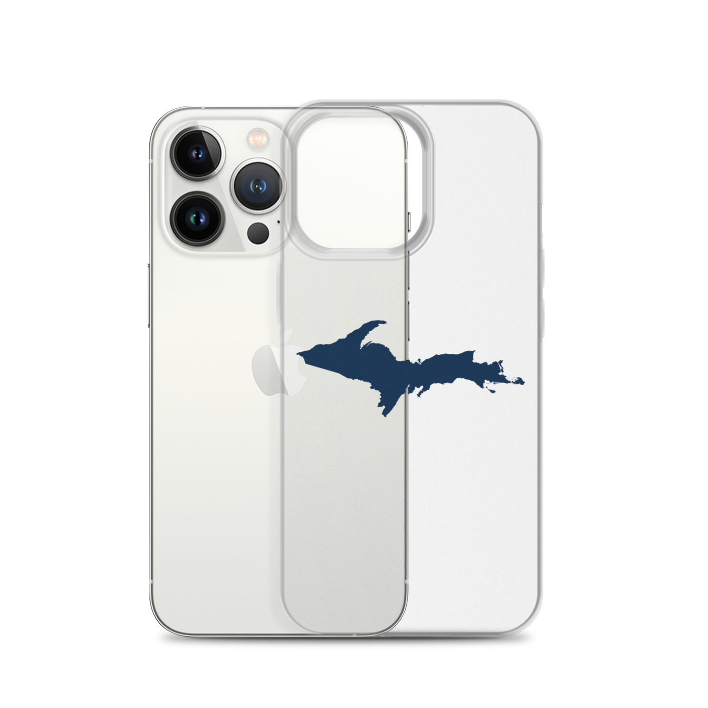 Michigan Upper Peninsula Clear iPhone Case (w/ Navy UP Outline)