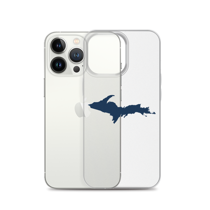 Michigan Upper Peninsula Clear iPhone Case (w/ Navy UP Outline)