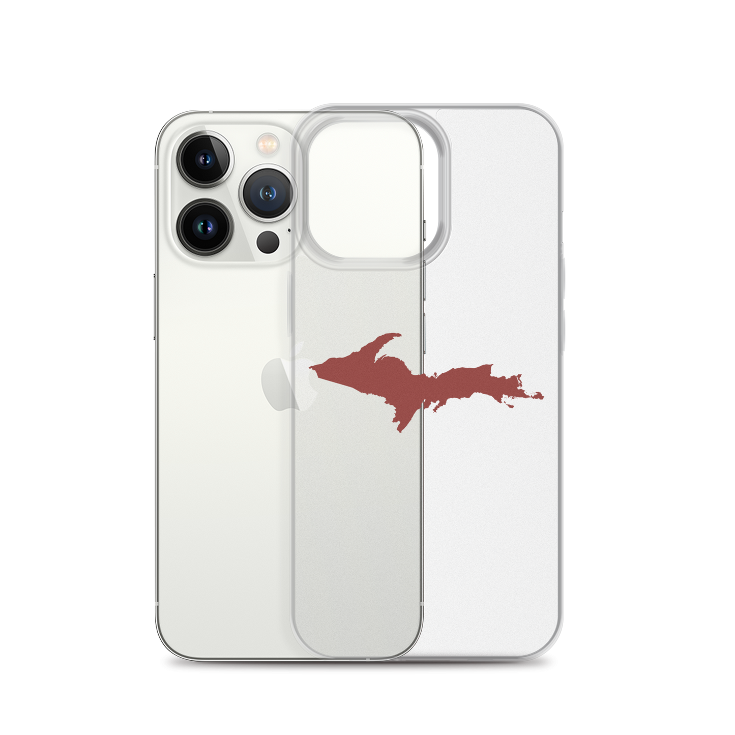 Michigan Upper Peninsula Clear iPhone Case (w/ Ore Dock Red UP Outline)