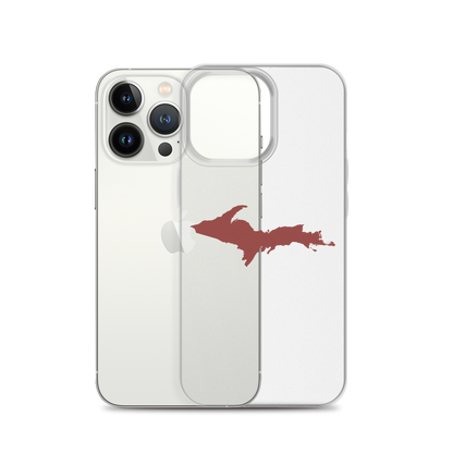 Michigan Upper Peninsula Clear iPhone Case (w/ Ore Dock Red UP Outline)