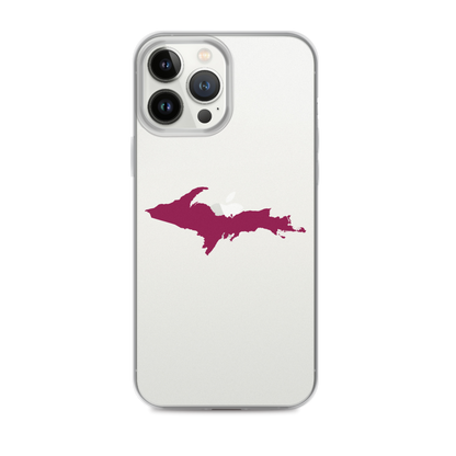 Michigan Upper Peninsula Clear iPhone Case (w/ Ruby Red UP Outline)