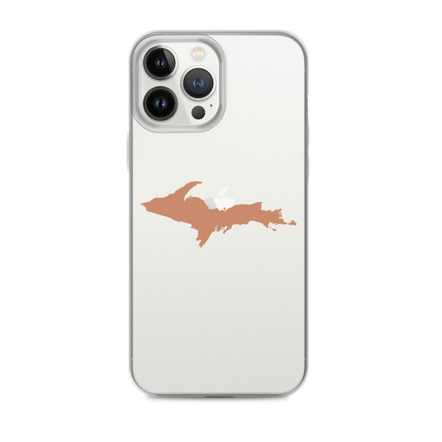 Michigan Upper Peninsula Clear iPhone Case (w/ Copper Color UP Outline)