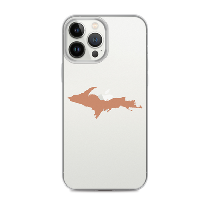 Michigan Upper Peninsula Clear iPhone Case (w/ Copper Color UP Outline)