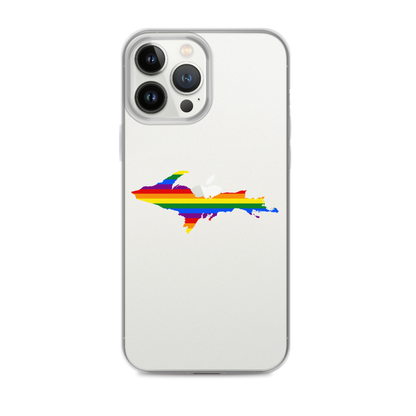 Michigan Upper Peninsula Clear iPhone Case (w/ UP Pride Flag Outline)