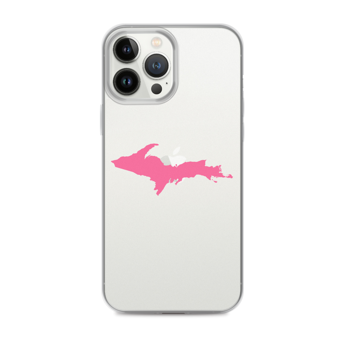 Michigan Upper Peninsula Clear iPhone Case (w/ Pink UP Outline)