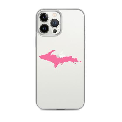 Michigan Upper Peninsula Clear iPhone Case (w/ Pink UP Outline)