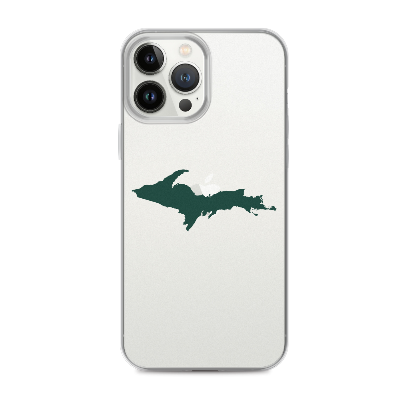 Michigan Upper Peninsula Clear iPhone Case (w/ Green UP Outline)