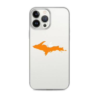 Michigan Upper Peninsula Clear iPhone Case (w/ Orange UP Outline)