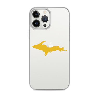 Michigan Upper Peninsula Clear iPhone Case (w/ Gold UP Outline)