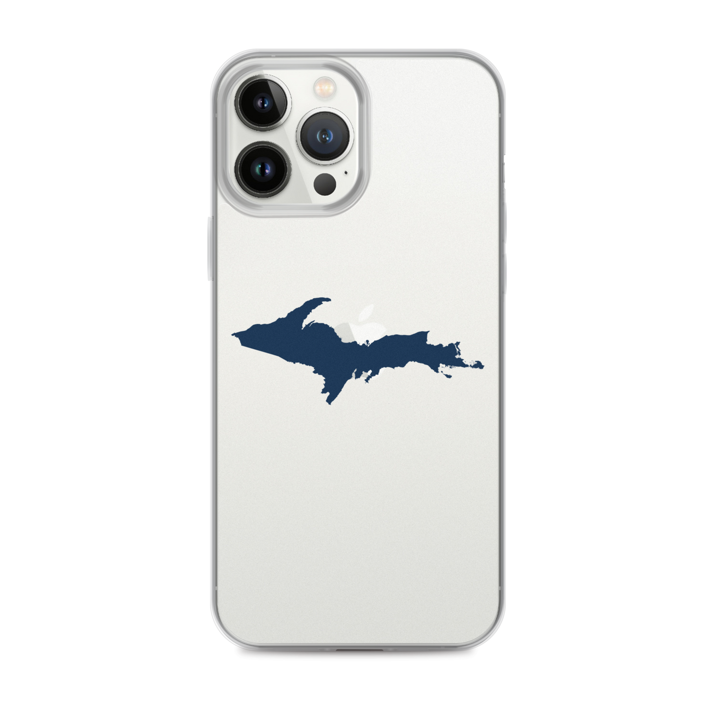 Michigan Upper Peninsula Clear iPhone Case (w/ Navy UP Outline)