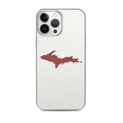 Michigan Upper Peninsula Clear iPhone Case (w/ Ore Dock Red UP Outline)