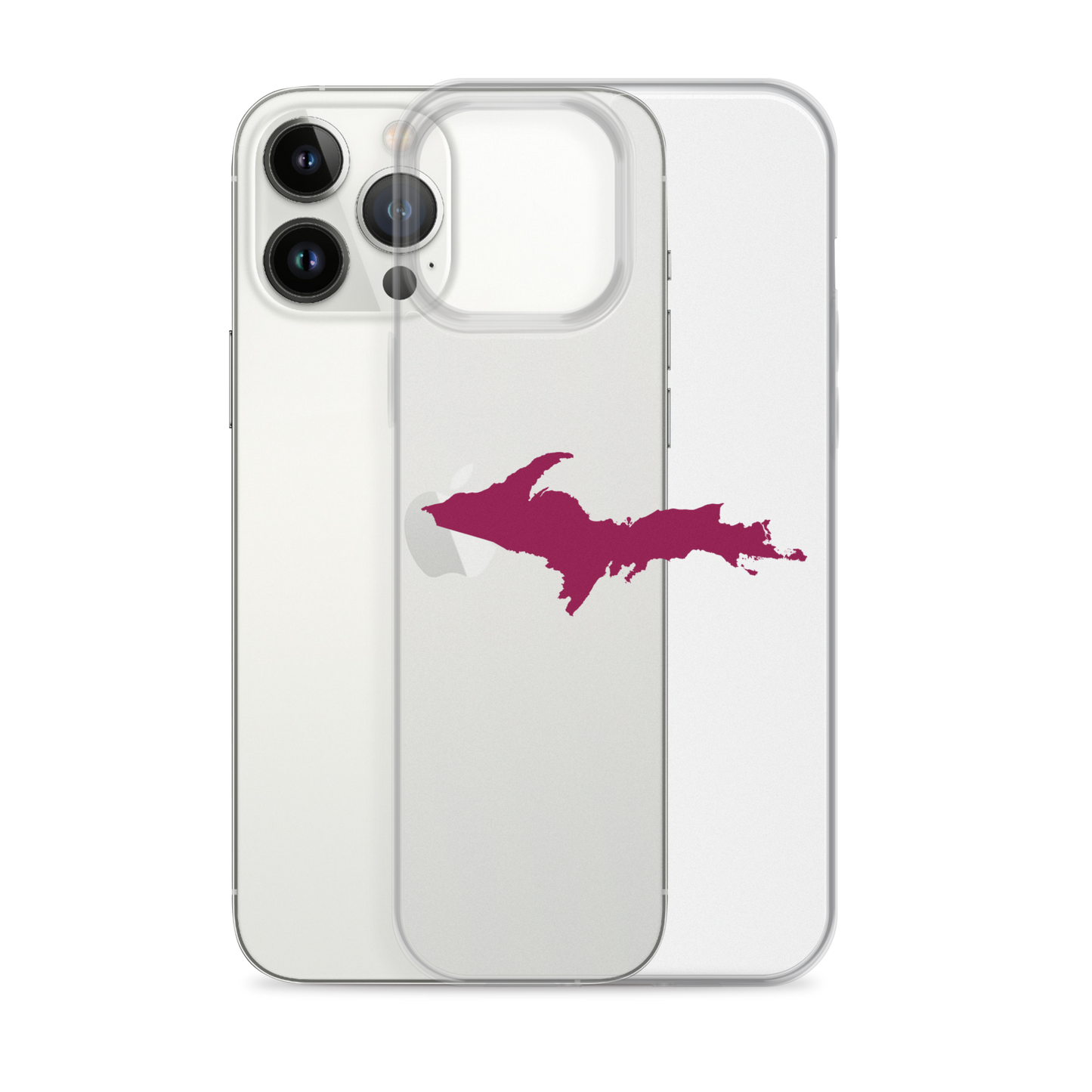 Michigan Upper Peninsula Clear iPhone Case (w/ Ruby Red UP Outline)