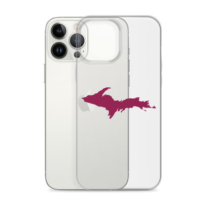 Michigan Upper Peninsula Clear iPhone Case (w/ Ruby Red UP Outline)