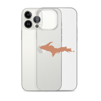 Michigan Upper Peninsula Clear iPhone Case (w/ Copper Color UP Outline)