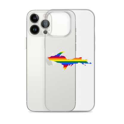 Michigan Upper Peninsula Clear iPhone Case (w/ UP Pride Flag Outline)