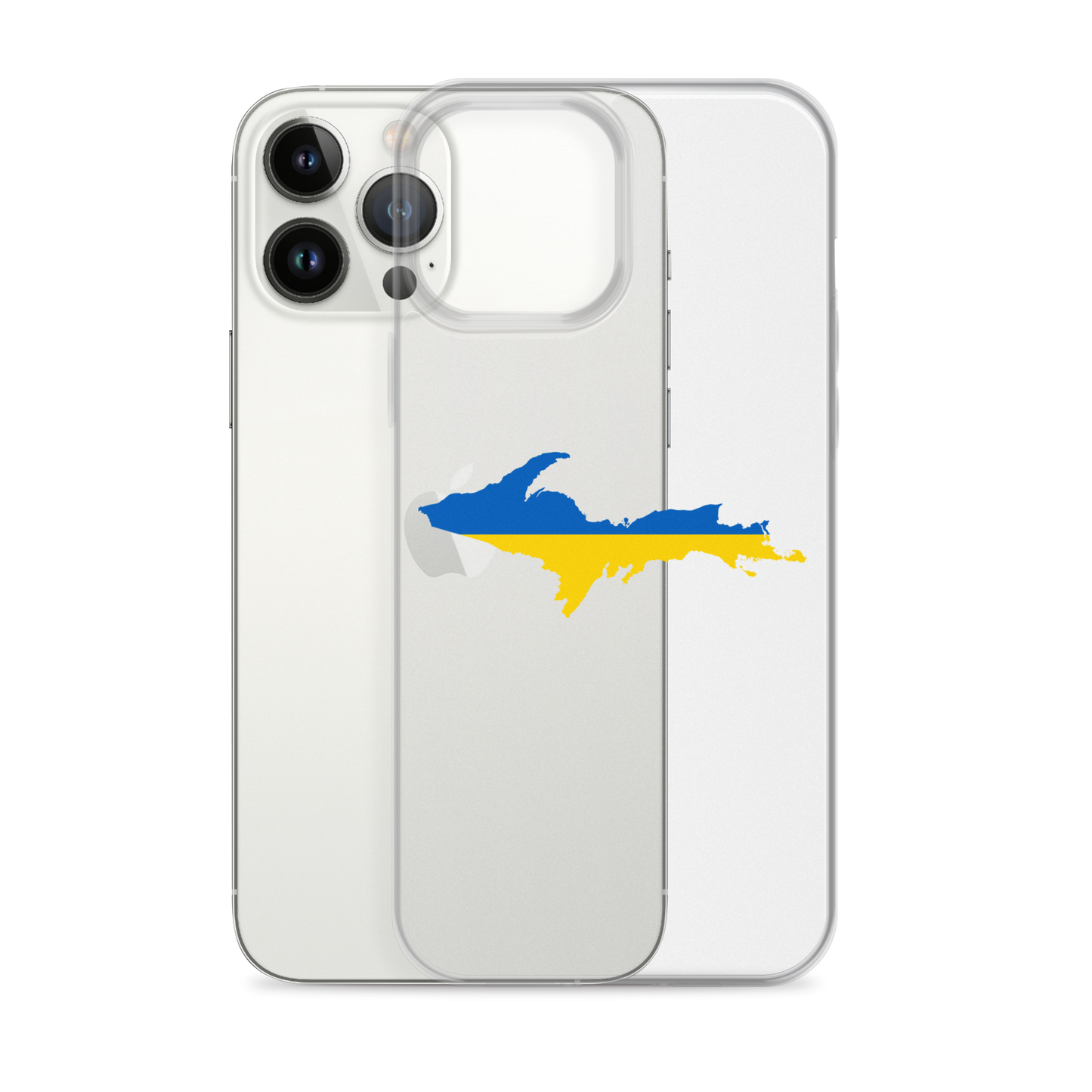 Michigan Upper Peninsula Clear iPhone Case (w/ UP Ukraine Flag Outline)