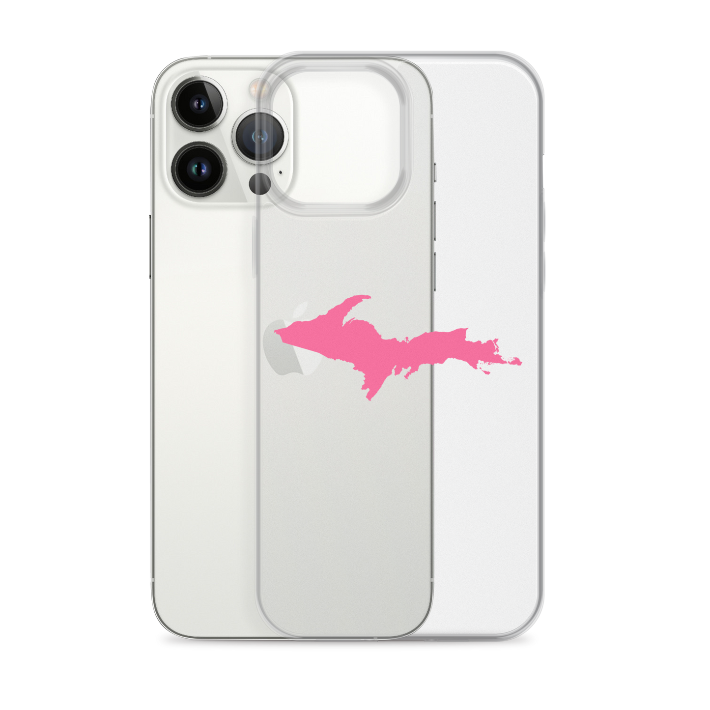 Michigan Upper Peninsula Clear iPhone Case (w/ Pink UP Outline)