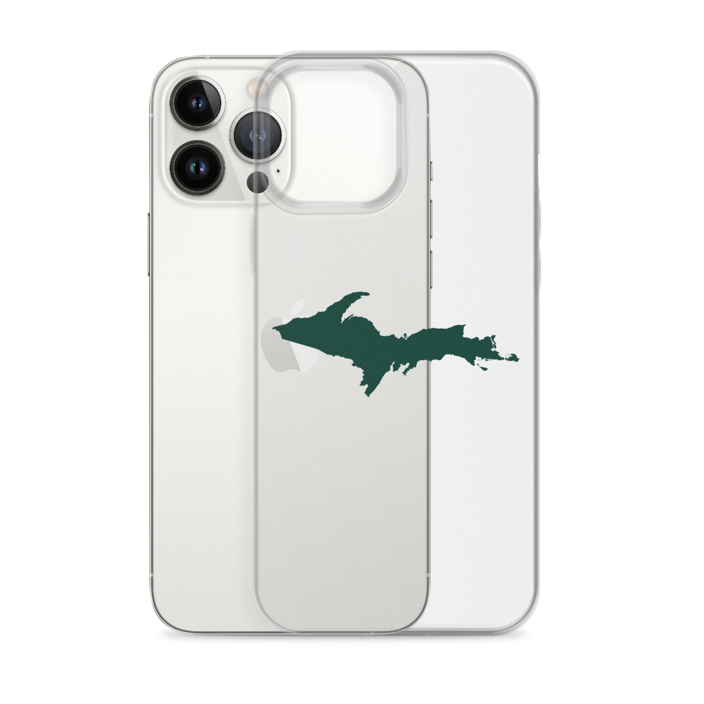 Michigan Upper Peninsula Clear iPhone Case (w/ Green UP Outline)