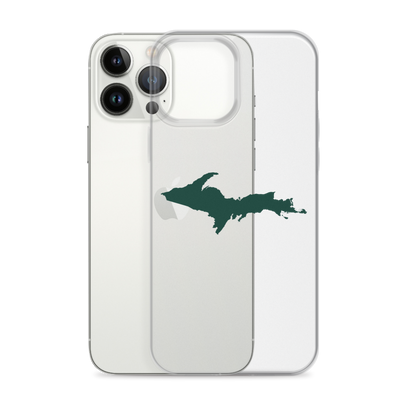 Michigan Upper Peninsula Clear iPhone Case (w/ Green UP Outline)